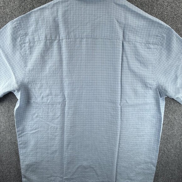 Quiksilver Rayon Polyester Check Short Sleeve Large Point Blue Pocket Mens Shirt - Picture 11 of 16